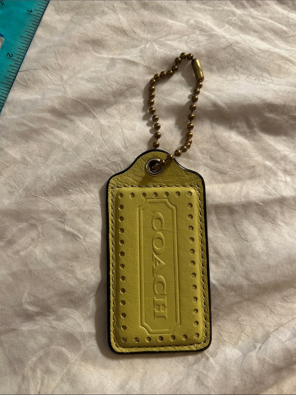 Coach Yellow Leather Tag with Gold Chain